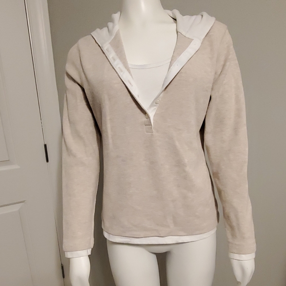 Sonoma Sweaters - Sweater with sewed in white shirt with hood